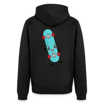 Skater Skateboard - Unisex Premium Bio Zip Hoodie - Schwarz - Hinten - Nico (187cm)