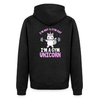 Gym Einhorn - Unisex Premium Bio Zip Hoodie - Schwarz - Hinten - Nico (187cm)