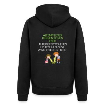Altenpfleger Pfleger - Unisex Premium Bio Zip Hoodie - Schwarz - Hinten - Nico (187cm)