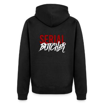 Serial butcher - Unisex Premium Organic Zip Hoodie - black - Back - Nico (187cm)