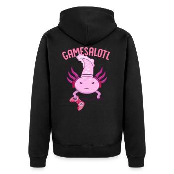 Axolotl, axolotl readstalotl, gamessalotl, - Veste à capuche bio Premium Unisexe - noir - Dos - Nico (187cm)