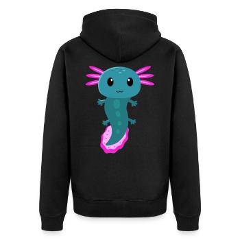 Axolotl, axolotl gamessalotl, mignon axolotl, - Veste à capuche bio Premium Unisexe - noir - Dos - Nico (187cm)