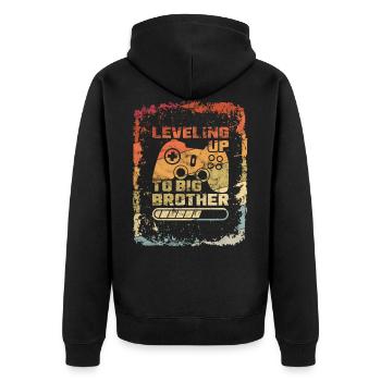 Vintage Leveling up Grand frère Big Brother - Veste à capuche bio Premium Unisexe - noir - Dos - Nico (187cm)