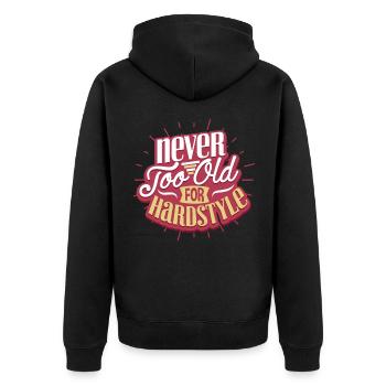 Hardstyle Techno - Unisex Premium Bio Zip Hoodie - Schwarz - Hinten - Nico (187cm)