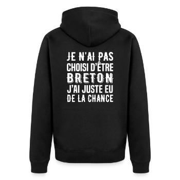 Je n'ai pas choisi d'être breton cadeau breton - Veste à capuche bio Premium Unisexe - noir - Dos - Nico (187cm)