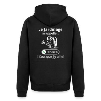 Le jardinage m'appelle il faut que j'y aille ! - Veste à capuche bio Premium Unisexe - noir - Dos - Nico (187cm)
