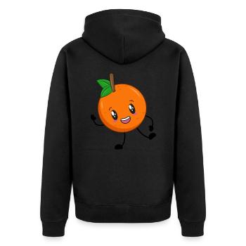 Orange - Unisex Premium Bio Zip Hoodie - Schwarz - Hinten - Nico (187cm)