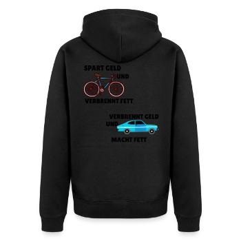 Fahrrad Auto Fahrrad fahren Radfahrer biker bike - Unisex Premium Bio Zip Hoodie - Schwarz - Hinten - Nico (187cm)