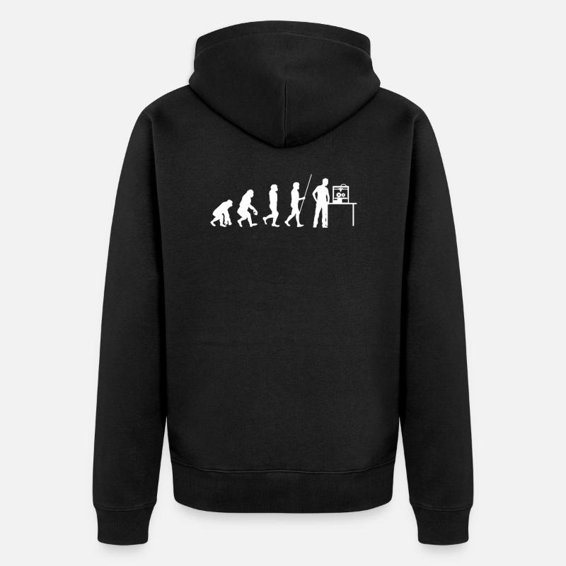 3d Drucker Evolution Druck Drucken Geschenk - Unisex Premium Bio Zip Hoodie - Schwarz