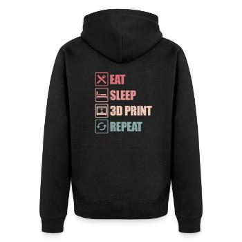 3d Drucker Druck Drucken 3d-druck Pla Geschenk - Unisex Premium Bio Zip Hoodie - Schwarz - Hinten - Nico (187cm)