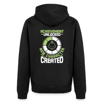 Schwangerschaft - Unisex Premium Bio Zip Hoodie - Schwarz - Hinten - Nico (187cm)