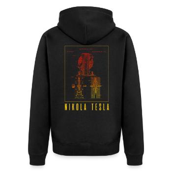Tesla Nikola, Tesla Nikola Nikola, Tesla, - Unisex Premium Organic Zip Hoodie - black - Back - Nico (187cm)