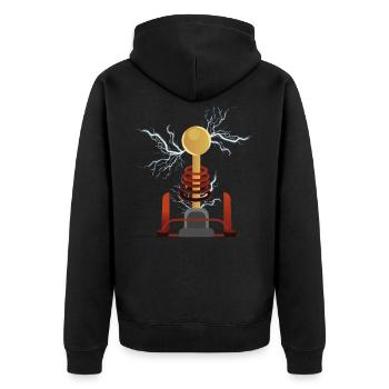 Tesla Nikola, Tesla Nikola Patent, - Unisex Premium Organic Zip Hoodie - black - Back - Nico (187cm)