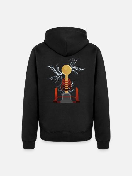 Tesla Nikola, Tesla Nikola Patent, - Premium økologisk unisex-hættejakke - sort