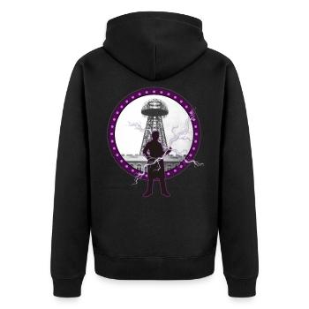 Tesla Nikola, Tesla Nikola Tesla, patent, - Unisex Premium Organic Zip Hoodie - black - Back - Nico (187cm)
