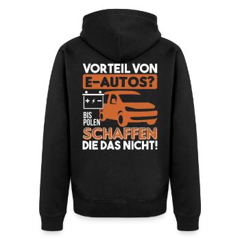 Anti e-car - Unisex Premium Organic Zip Hoodie - black - Back - Nico (187cm)