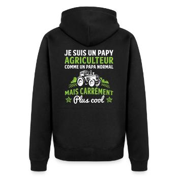 cadeau papy agriculteur grand père agriculteur - Veste à capuche bio Premium Unisexe - noir - Dos - Nico (187cm)