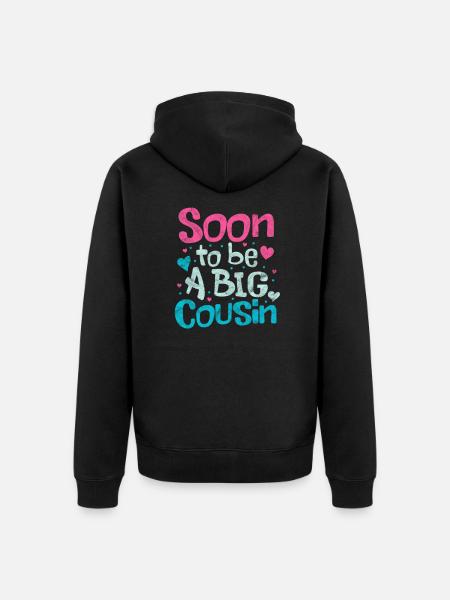 Pregnancy big cousin - Unisex Premium Organic Zip Hoodie - black