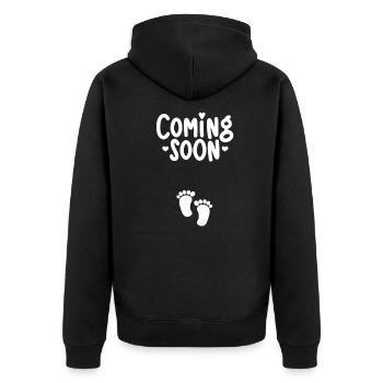 Grossesse Bébé Enceinte Ventre de bébé Cadeau - Veste à capuche bio Premium Unisexe - noir - Dos - Nico (187cm)