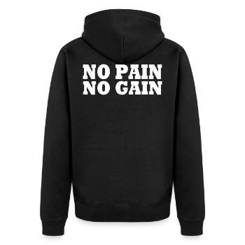 No pain no gain - Unisex Premium Organic Zip Hoodie - black - Back - Nico (187cm)
