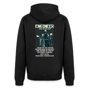 Engineer definition funny saying gift - Unisex Premium Organic Zip Hoodie - black - Back - Nico (187cm)