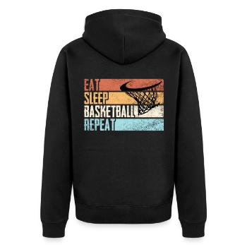 Basketball Kinder Basketballspieler Geschenke - Unisex Premium Bio Zip Hoodie - Schwarz - Hinten - Nico (187cm)
