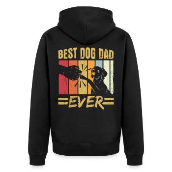 Best Dog Hunde Vater Papa Dad Ever Geschenk Retro - Unisex Premium Bio Zip Hoodie - Schwarz - Hinten - Nico (187cm)