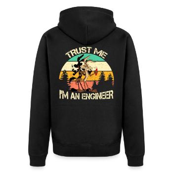 Vertrau mir, ich bin ein Ingenieur - Unisex Premium Bio Zip Hoodie - Schwarz - Hinten - Nico (187cm)