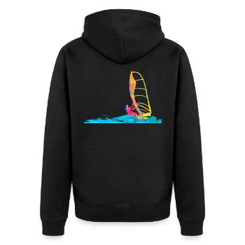 Windsurfing windsurfer gift idea surfboard - Unisex Premium Organic Zip Hoodie - black - Back - Nico (187cm)
