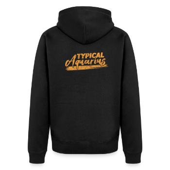 Aquarius - Unisex Premium Organic Zip Hoodie - black - Back - Nico (187cm)