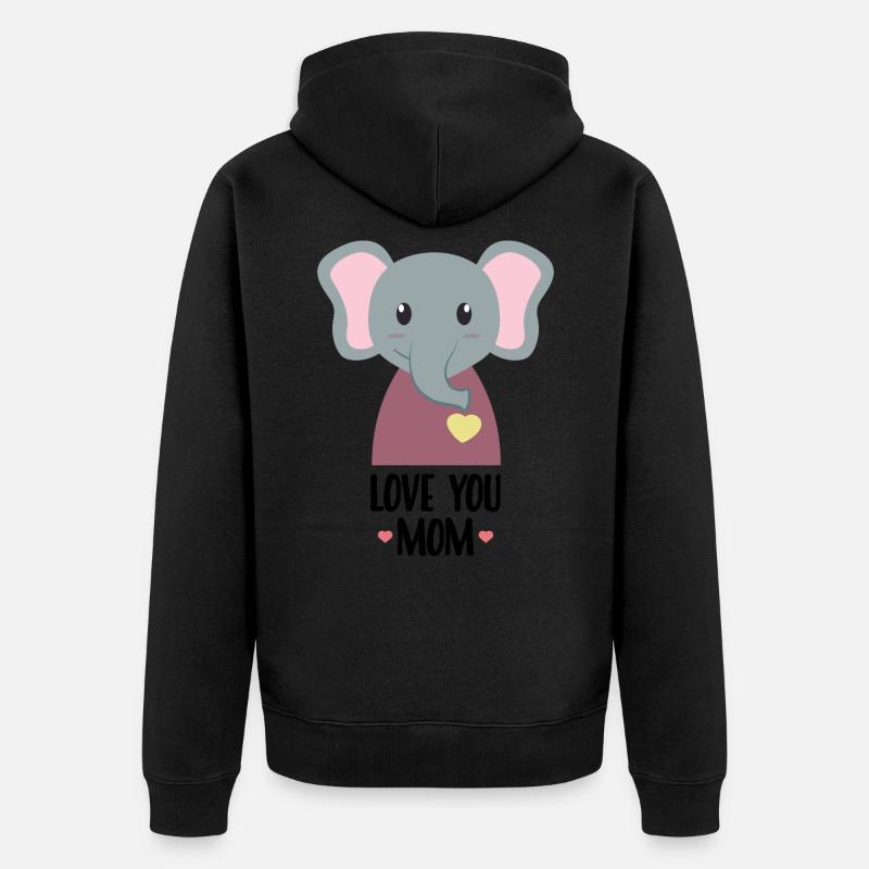 Je t’aime Maman - Éléphant - Veste à capuche bio Premium Unisexe - noir