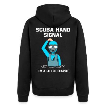 Taucher Handzeichen Scuba Diving - Unisex Premium Bio Zip Hoodie - Schwarz - Hinten - Nico (187cm)