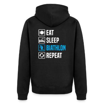 eat sleep biathlon repeat - Veste à capuche bio Premium Unisexe - noir - Dos - Nico (187cm)