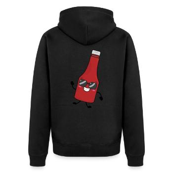 Ketchup - Unisex Premium Bio Zip Hoodie - Schwarz - Hinten - Nico (187cm)