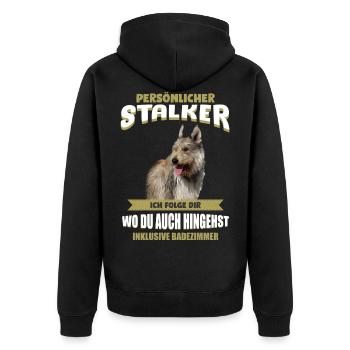 Berger Picard Tshirt - Berger Picard Hund Shirt - Unisex Premium Bio Zip Hoodie - Schwarz - Hinten - Nico (187cm)