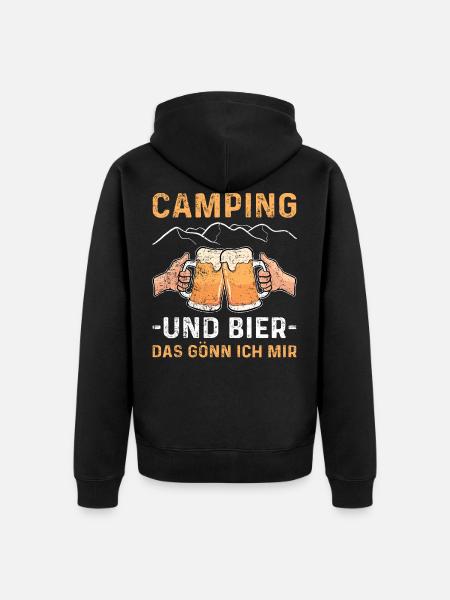 Bier Camping Deshalb Hier Geschenk - Unisex Premium Bio Zip Hoodie - Schwarz