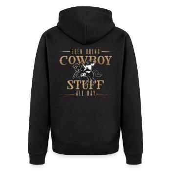 Cowboy, rodéo cowboy, pays, - Veste à capuche bio Premium Unisexe - noir - Dos - Nico (187cm)