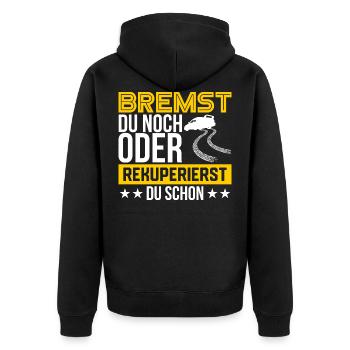 E-Auto Geschenk - Unisex Premium Bio Zip Hoodie - Schwarz - Hinten - Nico (187cm)