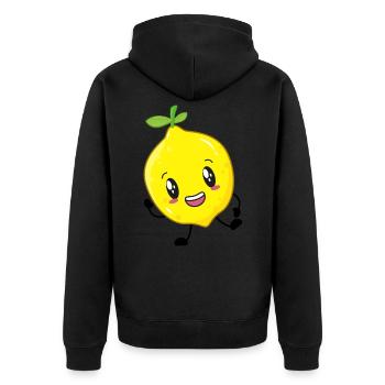 lemon - Unisex Premium Organic Zip Hoodie - black - Back - Nico (187cm)