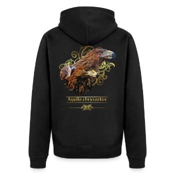 golden eagle - Unisex Premium Organic Zip Hoodie - black - Back - Nico (187cm)