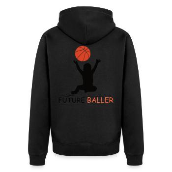 Baby Basketball Basketballer Kind Geschenk - Unisex Premium Bio Zip Hoodie - Schwarz - Hinten - Nico (187cm)