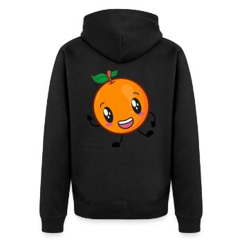 Orange - Unisex Premium Bio Zip Hoodie - Schwarz - Hinten - Nico (187cm)