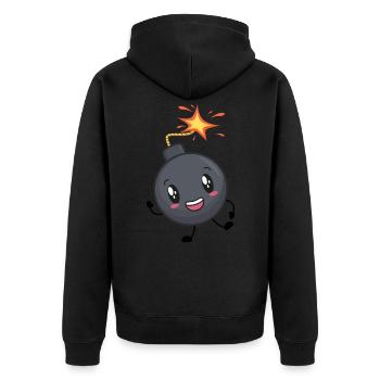 Bombe - Unisex Premium Bio Zip Hoodie - Schwarz - Hinten - Nico (187cm)