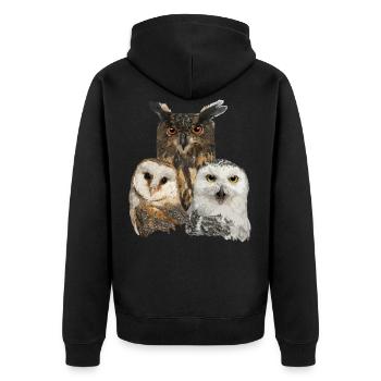 Eulen - Unisex Premium Bio Zip Hoodie - Schwarz - Hinten - Nico (187cm)