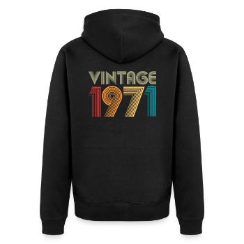 Vintage 1971 - Veste à capuche bio Premium Unisexe - noir - Dos - Nico (187cm)