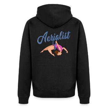 Aerialer Dance, Aerialer Dance Luftsport, Aerial - Unisex Premium Bio Zip Hoodie - Schwarz - Hinten - Nico (187cm)