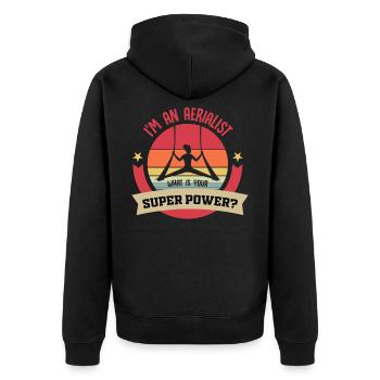 Aerialer Dance, Aerialer Dance Luftsport, Luft, - Unisex Premium Bio Zip Hoodie - Schwarz - Hinten - Nico (187cm)