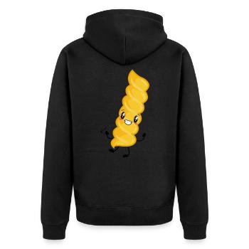 Fussili Nudel Pasta Musik - Unisex Premium Bio Zip Hoodie - Schwarz - Hinten - Nico (187cm)