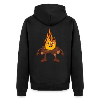 Lagerfeuer Feuer - Unisex Premium Bio Zip Hoodie - Schwarz - Hinten - Nico (187cm)