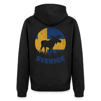 Schweden Reise Elch Skandinavien Geschenkidee - Unisex Premium Bio Zip Hoodie - Schwarz - Hinten - Nico (187cm)